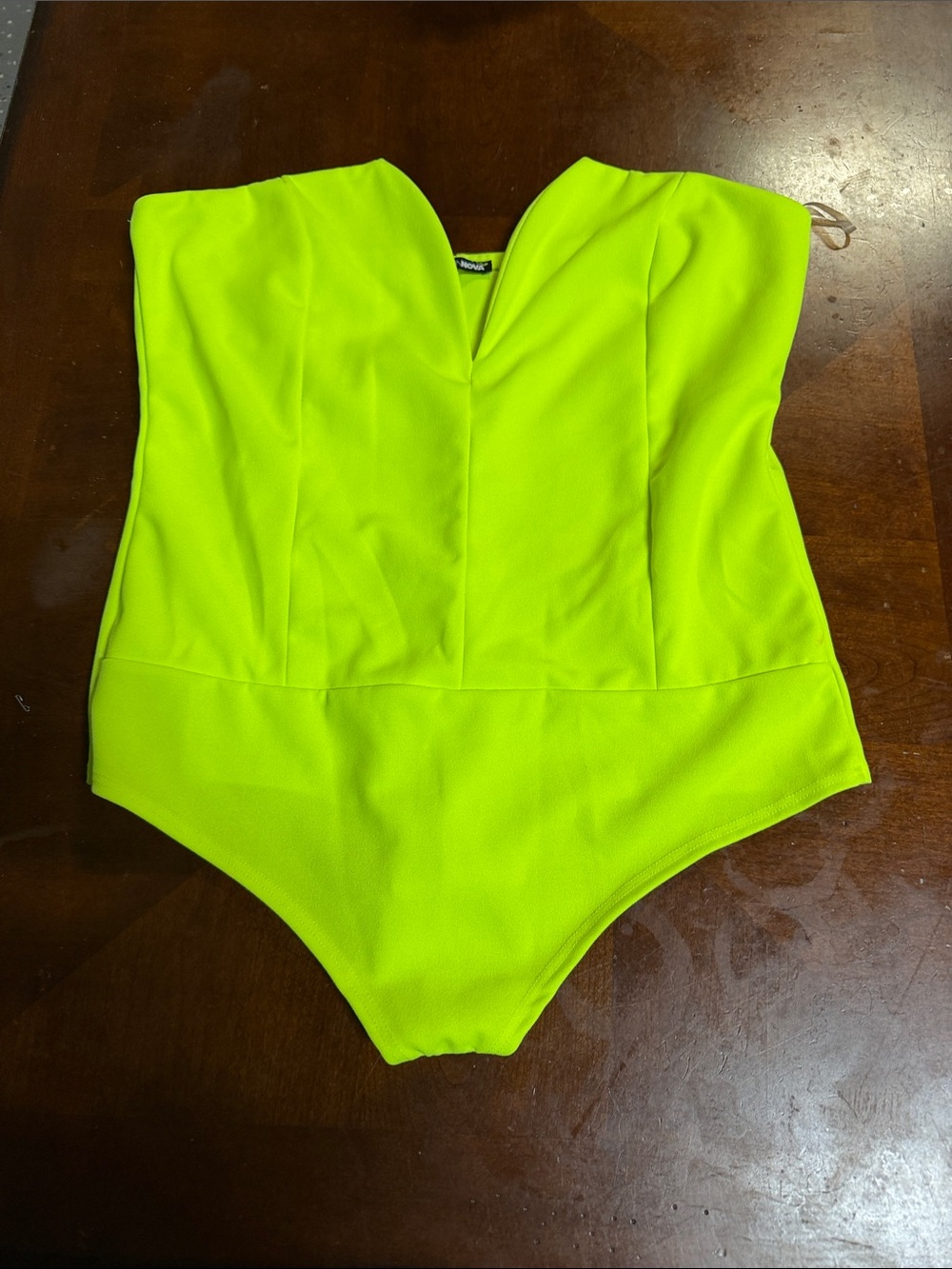 Fashion Nova Neon Lime Strapless Bustier Bodysuit